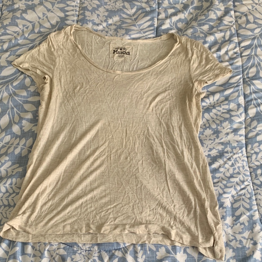 Mudd Women's Cream Short Sleeve Tee